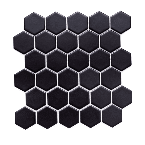 The Tile Life Honeycomb 2x2 Black Porcelain Mosaic Floor & Wall Tile 4x4 in Sample 1-Piece