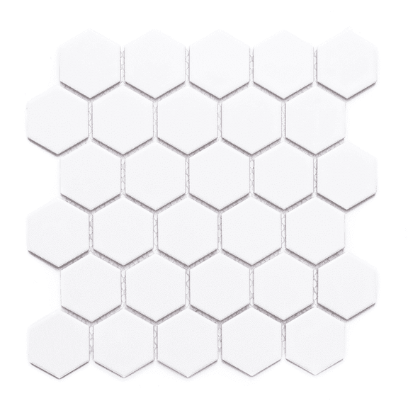 The Tile Life Honeycomb 2x2 White Porcelain Mosaic Floor & Wall Tile 12x12 in 1-Piece
