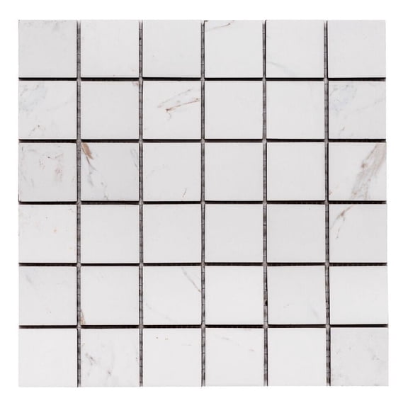 The Tile Life Huntington White Matte Porcelain Mosaic Floor & Wall Tile, 4 x 4 in, 1-Piece Sample