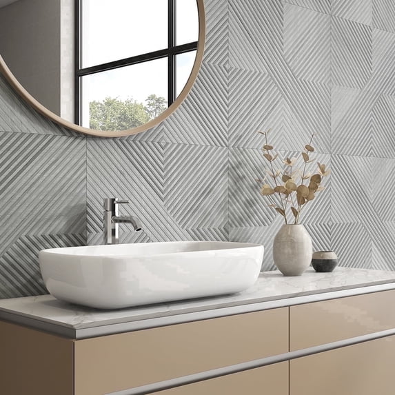 The Tile Life Huntsman 24" x 24" Gray Wood Deco Matte Porcelain Wall Tile, Case (4 Tiles)