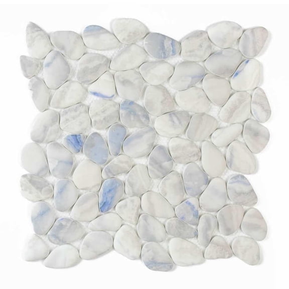 The Tile Life Huron Rock Blue Glass Pebble Mosaic Tile - 12 x 12 in. - Matte - 1-Piece - Floor, Wall, Backsplash