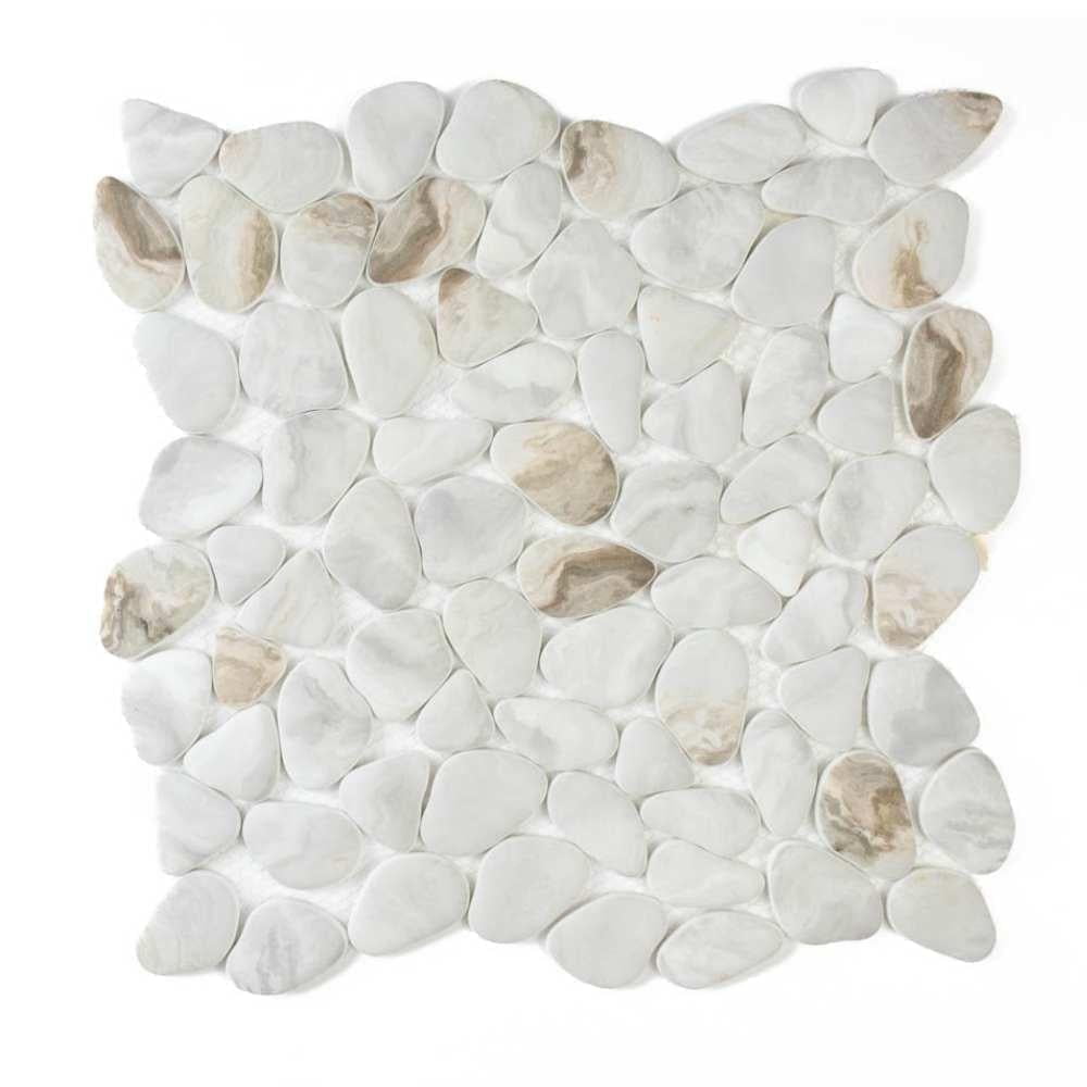 The Tile Life Huron Rock Drift Pebble Glass Floor and Wall Tile, 12" x 12", 1-Piece