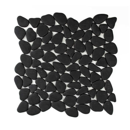 The Tile Life Huron Rock 4" x 4" Black Matte Glass Pebble Mosaic Tile Sample