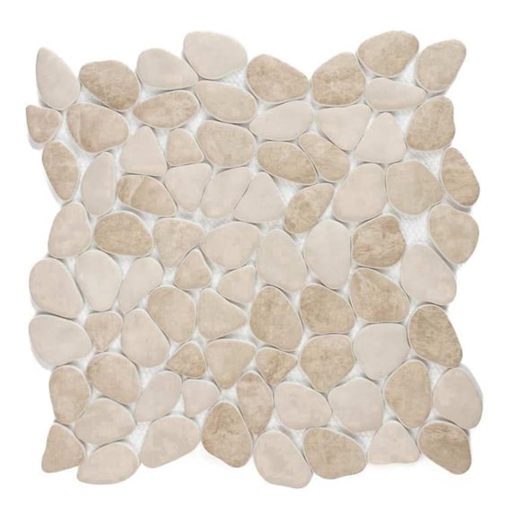 The Tile Life Huron Rock 4" x 4" Sand Stone Matte Glass Pebble Mosaic Tile Sample