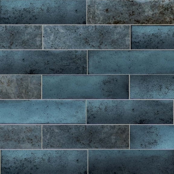 The Tile Life Ibiza 2" x 10" Blue Glossy Ceramic Tile Sample, 1 Piece
