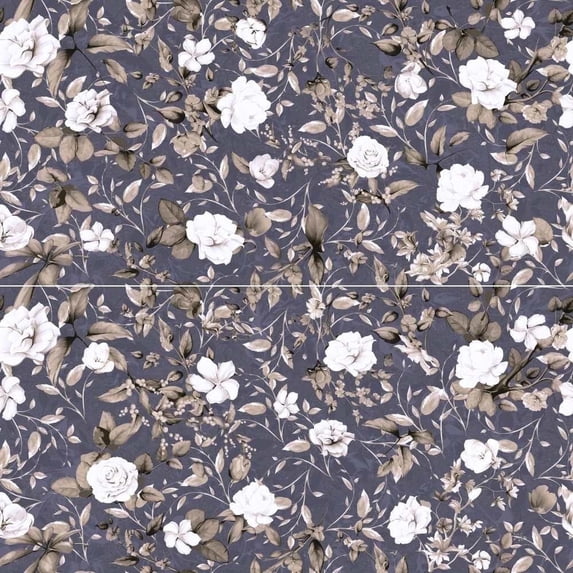 The Tile Life Idyll 4" x 4" Cotton Floral Glossy Porcelain Tile Sample, 1 Piece