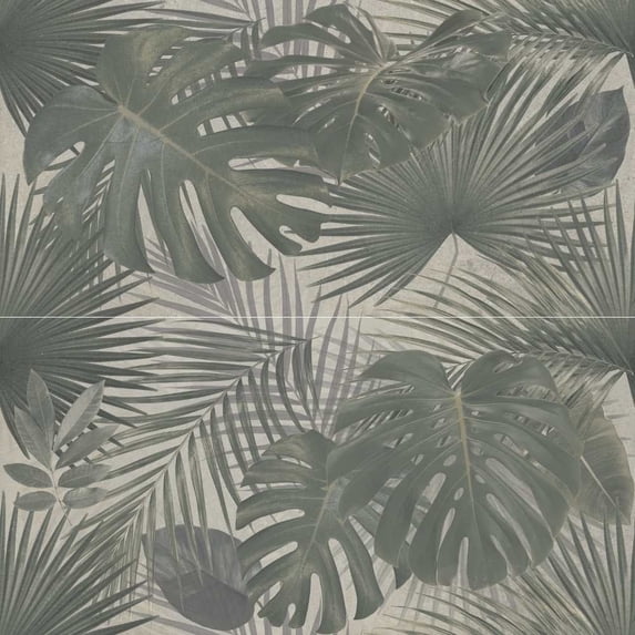 The Tile Life Idyll 4" x 4" Jungle Floral Glossy Porcelain Tile Sample, 1 Piece