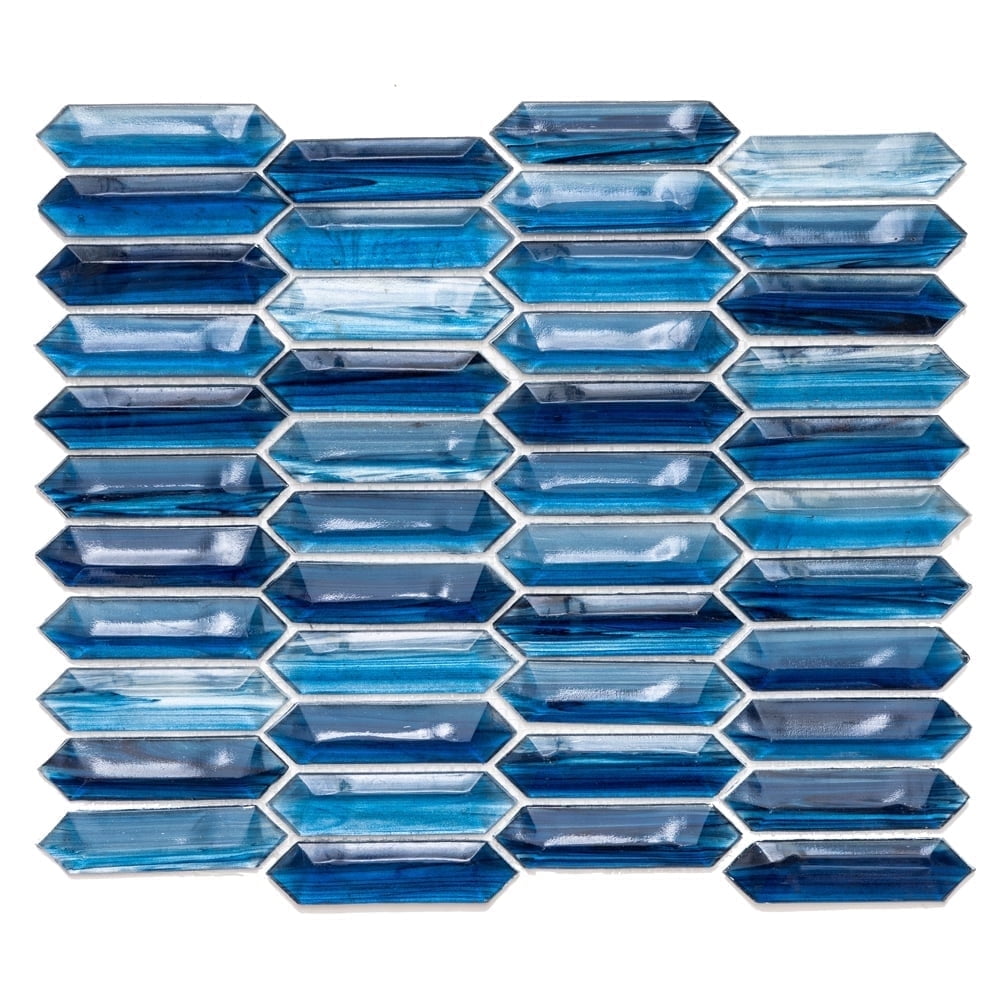 The Tile Life Island Antigua 14" x 12" Aruba Glass Picket Bathroom Wall