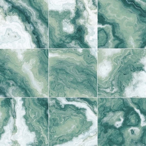 The Tile Life Isle 6" x 6" Turquoise Glossy Agate Porcelain Floor and Wall Tile 46-Piece