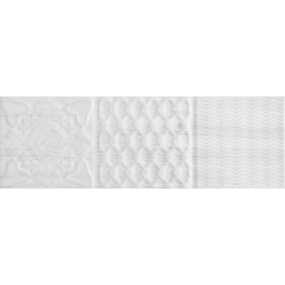 The Tile Life Jones Bianco Polished Ceramic Relief Wall Tile, 4 x 12 in, 34-Piece