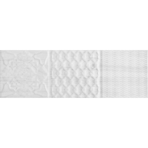 The Tile Life Jones 4 in x 4 in Bianco Polished Ceramic Relief Tile Sample 1 Piece