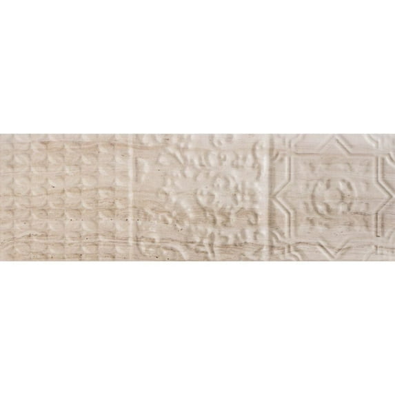 The Tile Life Jones Crema Polished Ceramic Relief Wall Tile, 4 x 4 in, 1-Piece Sample