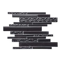 The Tile Life Karma Random Sized Brick 12" x 12" Black Polished Glass Mosaic Tile 1-Piece