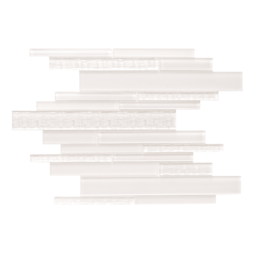 The Tile Life Karma Brick 4 in x 4 in Cream Glass Textured Mosaic Tile Sample 1 Piece