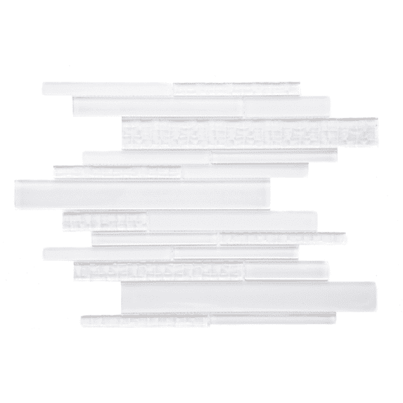 The Tile Life Karma Random Sized Brick 12" x 12" White Polished Glass Mosaic Tile 1-Piece