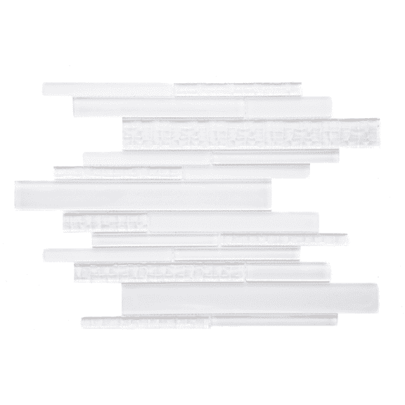 The Tile Life Karma Random Sized Brick 12" x 12" White Polished Glass Mosaic Tile 1-Piece