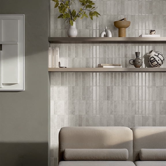 The Tile Life Lazio 2" x 8" Subway Gray Glossy Porcelain Tile Sample 1 Piece