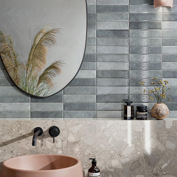 The Tile Life Lazio 2" x 8" Sky Glossy Porcelain Tile Sample, 1 Piece