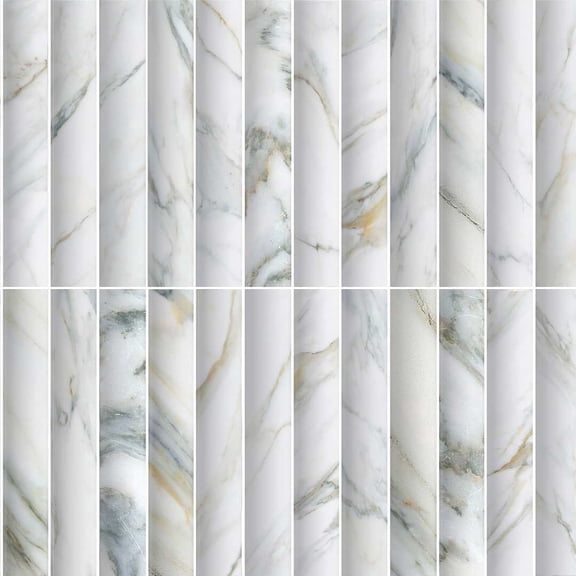 The Tile Life Lyrical 4.5" x 4.5" Calacatta Gold Matte Fluted Porcelain Tile Sample, 1 Piece