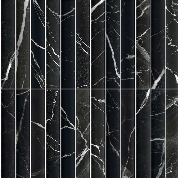 The Tile Life Lyrical 4.5" x 4.5" Marquina Matte Fluted Porcelain Tile Sample, 1 Piece