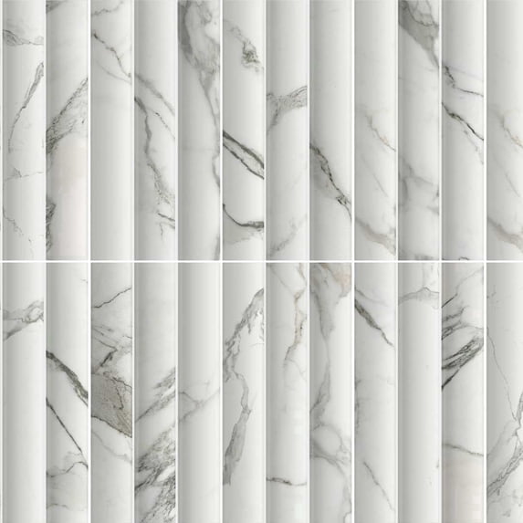 The Tile Life Lyrical 4.5" x 4.5" Statuario Matte Fluted Porcelain Tile Sample 1 Piece
