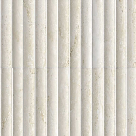 The Tile Life Lyrical 4.5" x 4.5" Travertine Matte Fluted Porcelain Tile Sample, 1 Piece