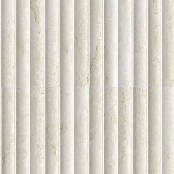 The Tile Life Lyrical 4.5 in x 4.5 in Travertine Matte Fluted Porcelain Tile Sample 1 Piece