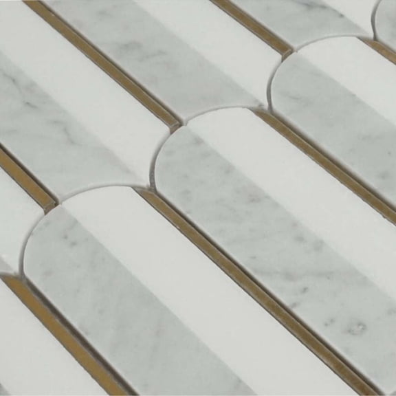 The Tile Life Mad Decade Gray 12x12 Marble Fish Scale Mosaic Wall Tile - 4x4 Sample