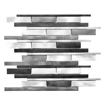 The Tile Life Mason Brick 12" x 12" Grigio Brushed Metal Linear Mosaic Tile 11-Piece