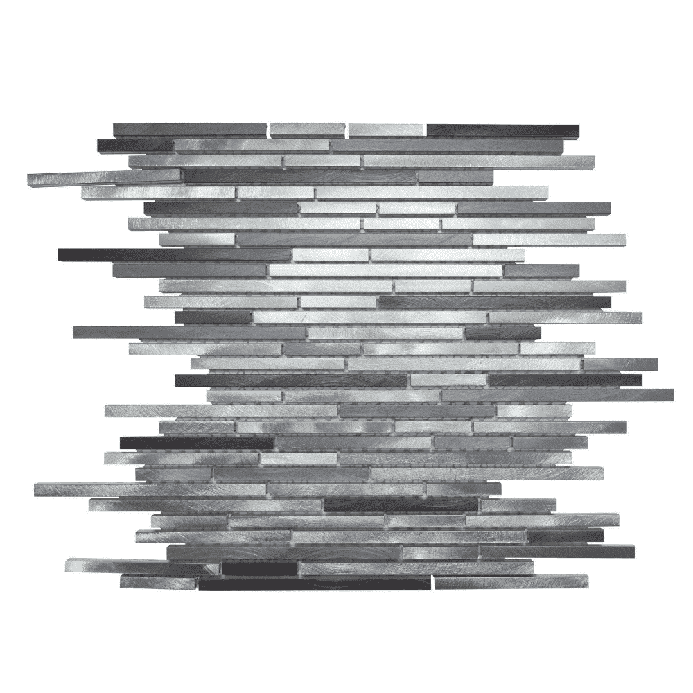 The Tile Life Mason Sleek Brick 12" x 12" Grigio Brushed Metal Mosaic Wall Tile, 1 Sheet