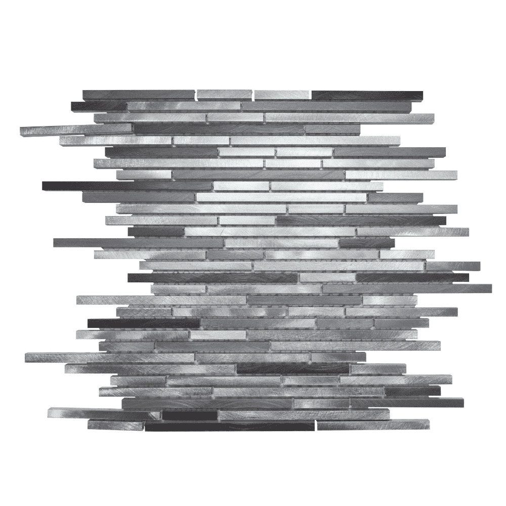 Gray and White 12" x 12" Metallic Linear Mosaic Wall Tile