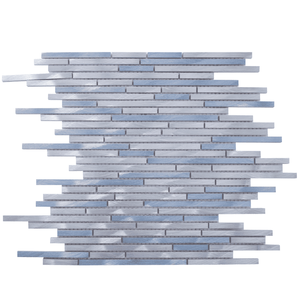 The Tile Life Mason Sleek Brick 12" x 12" Sky Brushed Metal Mosaic Wall Tile, 1 Sheet