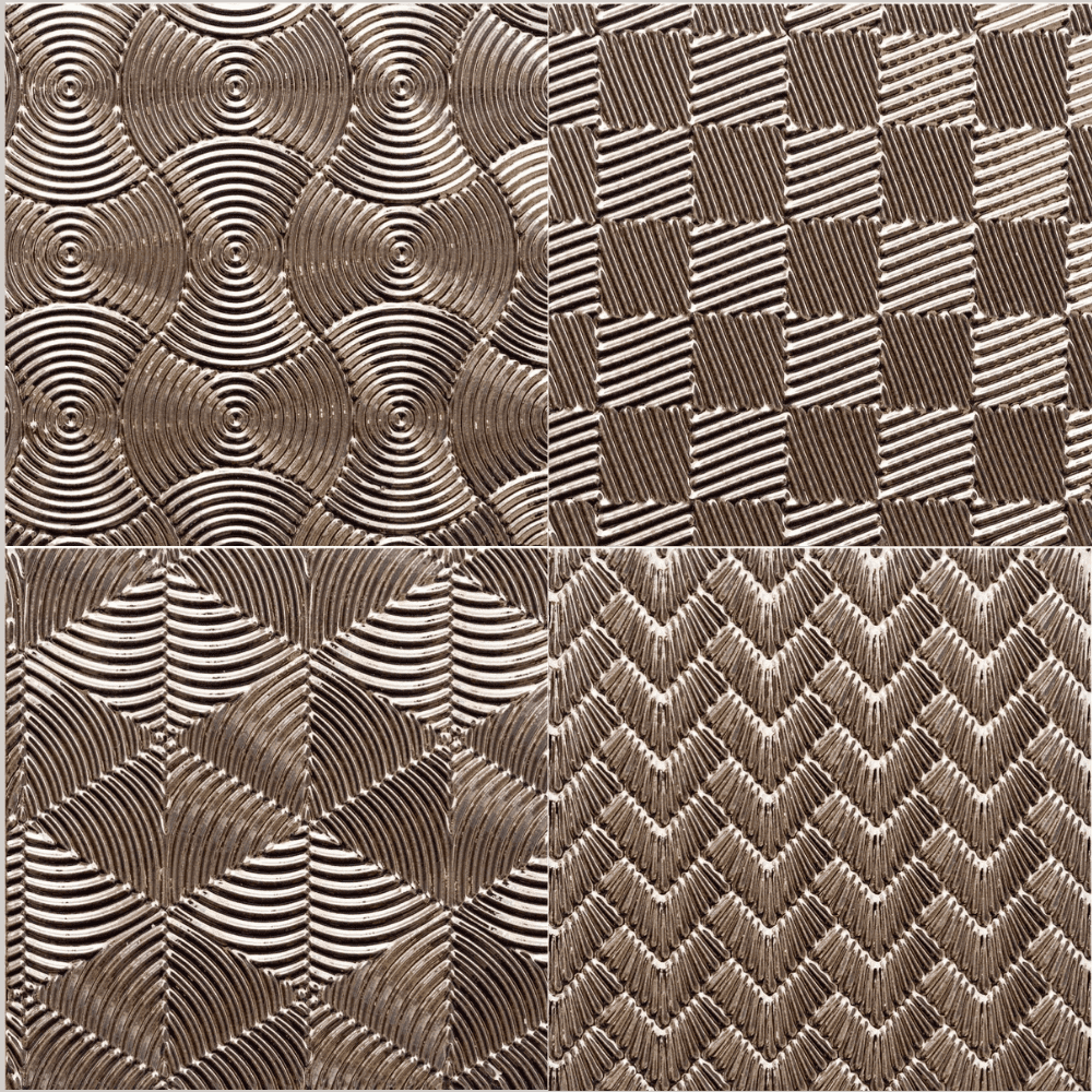 Metallic Geo Brown Ceramic Patterned Wall Tile - Case of 42