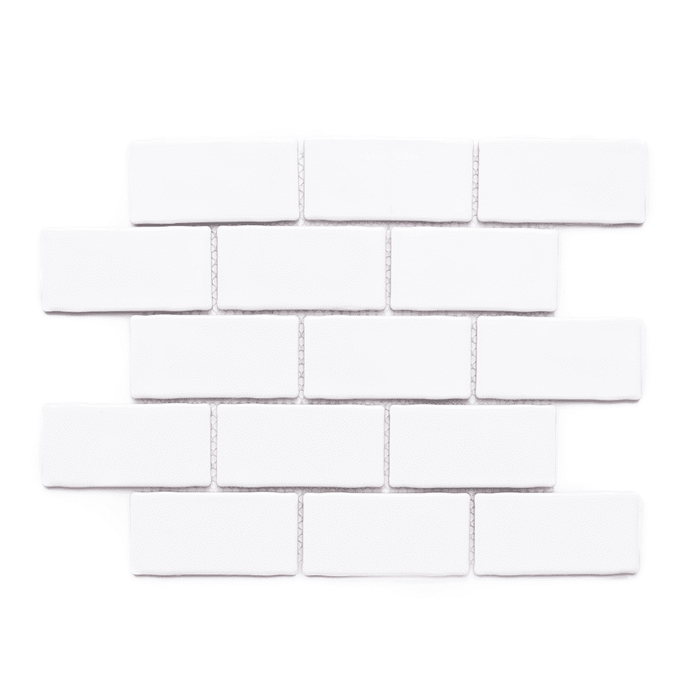 The Tile Life Metro Snow White Glossy Porcelain Subway Mosaic Wall Tile, 12 x 12 in, 10-Piece