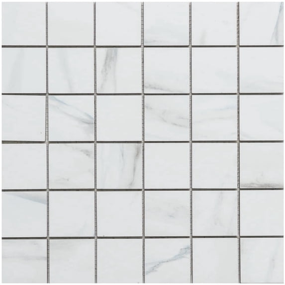 The Tile Life Minerva Gray Porcelain Grid Mosaic Tile - 12 x 12 in. - Matte - 1-Piece - Floor, Wall & Backsplash