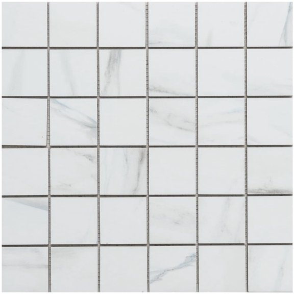 The Tile Life Minerva Gray Porcelain Grid Mosaic Tile Sample - 4 x 4 in. - Matte - 1-Piece - Floor, Wall & Backsplash