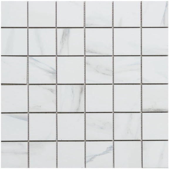 The Tile Life Minerva Gray Porcelain Grid Mosaic Tile Sample - 4 x 4 in. - Matte - 1-Piece - Floor, Wall & Backsplash
