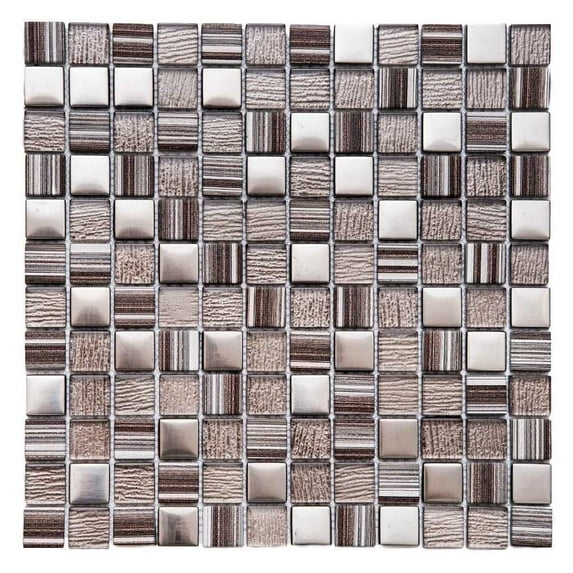 The Tile Life Modern Cappuccino Matte Glass Grid Mosaic Wall Tile, 12 x 12 in, 1-Piece