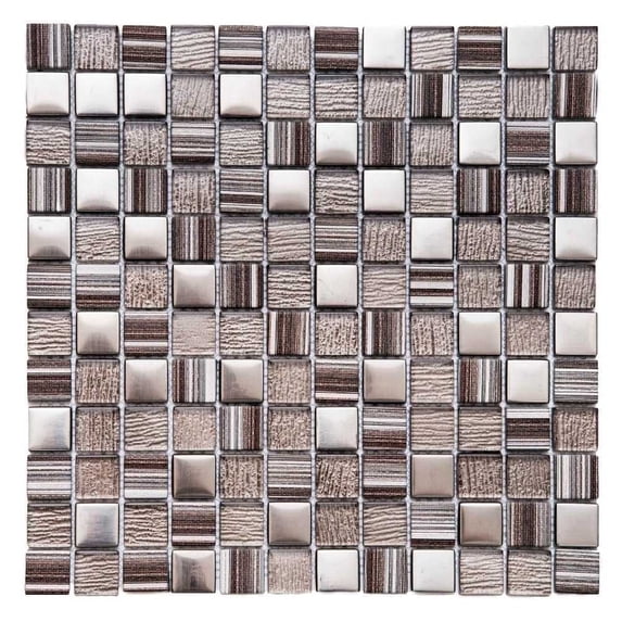 The Tile Life Modern Cappuccino Matte Glass Grid Mosaic Wall Tile, 4 x 4 in, 1-Piece Sample