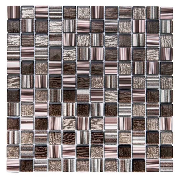 The Tile Life Modern Cappuccino Espresso Matte Glass Grid Mosaic Wall Tile, 12 x 12 in, 1-Piece
