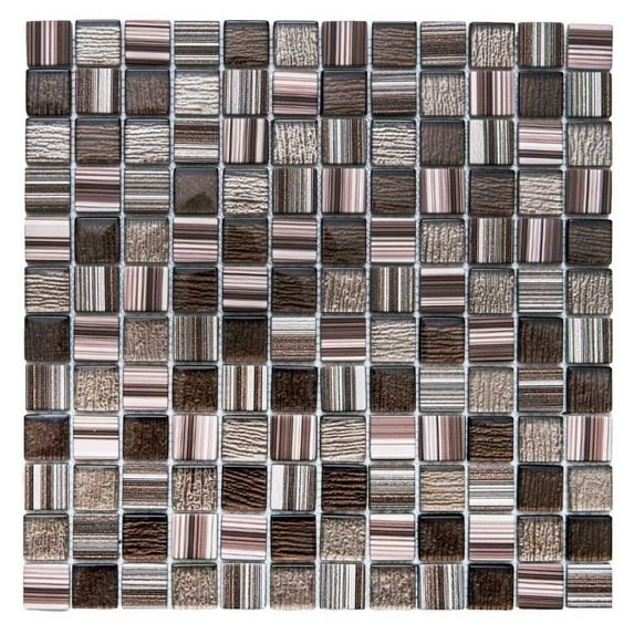 The Tile Life Modern Cappuccino Espresso Matte Glass Grid Mosaic Wall Tile, 12 x 12 in, 1-Piece