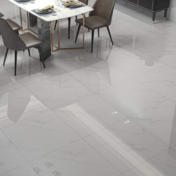 The Tile Life Monarch Calacatta Polished Porcelain Floor & Wall Tile, 24 x 24 in, 4-Piece