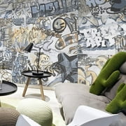 The Tile Life Monroe White Matte Porcelain Floor & Wall Tile, 24 x 48 in, 2-Piece, Graffiti