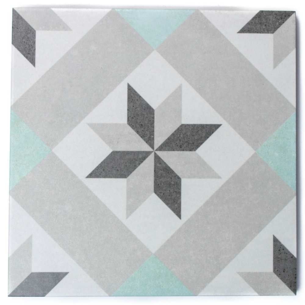 Moon Star Gray 9" x 9" Matte Porcelain Encaustic Tile