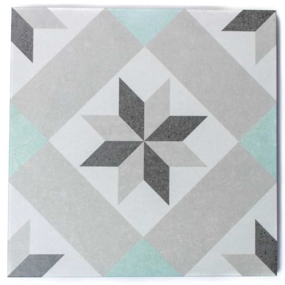 The Tile Life Moon Star 9" x 9" Gray Geometric Matte Porcelain Floor & Wall Tile 20-Piece