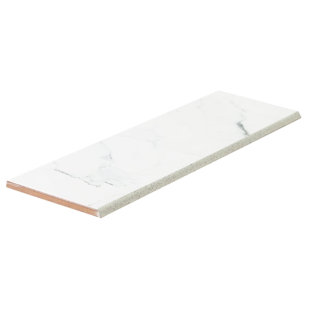 The Tile Life Museum White Glossy Ceramic Bullnose Tile, 4" x 13", 1-Piece