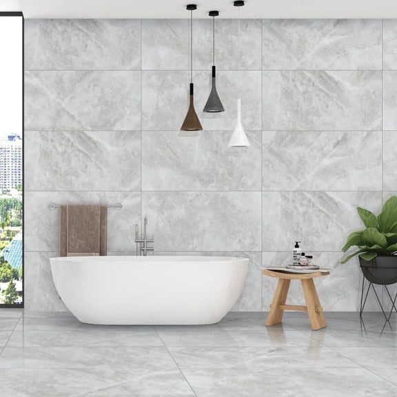 The Tile Life Nimbus Blanco Polished Porcelain Floor & Wall Tile, 24 x 48 in, 2-Piece