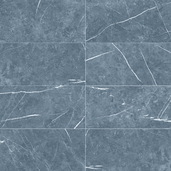 The Tile Life Opera Blue Marble Look Matte Porcelain Tile 4x4 in Sample 1-Piece