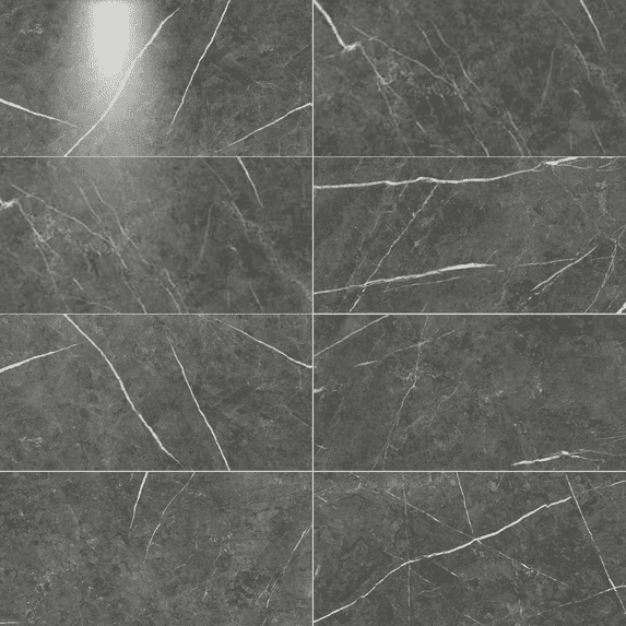 The Tile Life Opera Gray Marble Look Porcelain Tile Sample - 4 x 4 in. - Glossy - 1-Piece - Floor, Wall - Large Format