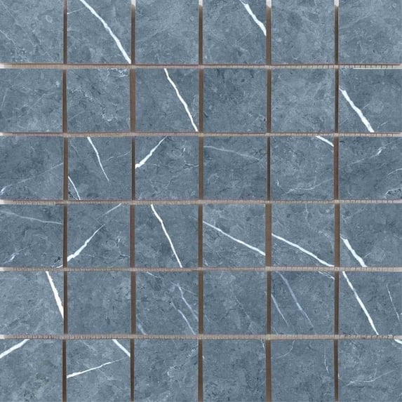 The Tile Life Opera Blue 2" x 2" Marble Look Matte Porcelain Mosaic Tile, Case (11 Sheets)